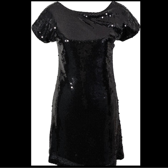 Donna Morgan Black Sequin Shift Dress - Picture 2 of 9
